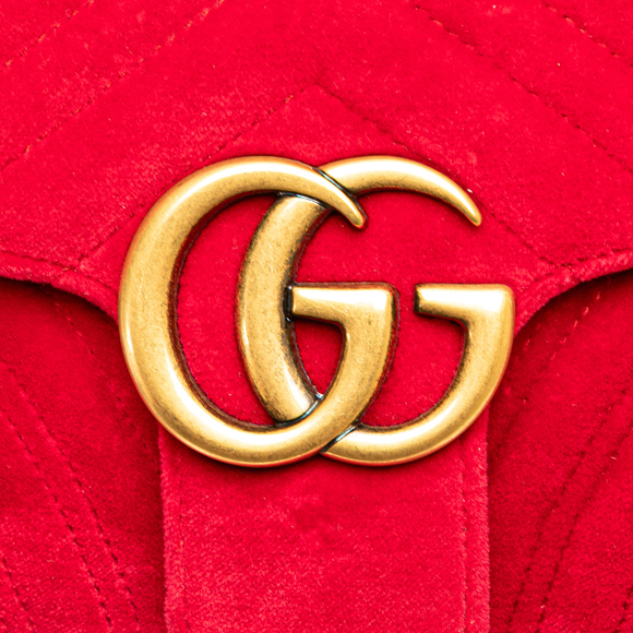 Pre-Loved Gucci Small GG Marmont Matelasse Velvet Flap Crossbody - Picture 5 of 12